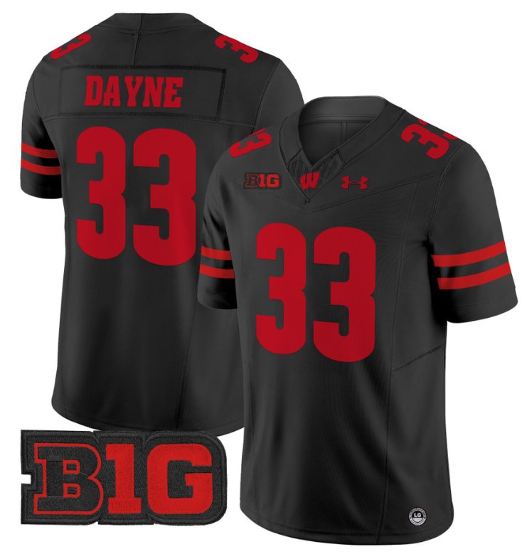 Men's Ron Dayne Jersey #33 Wisconsin Badgers Vapor Football Stitched Black