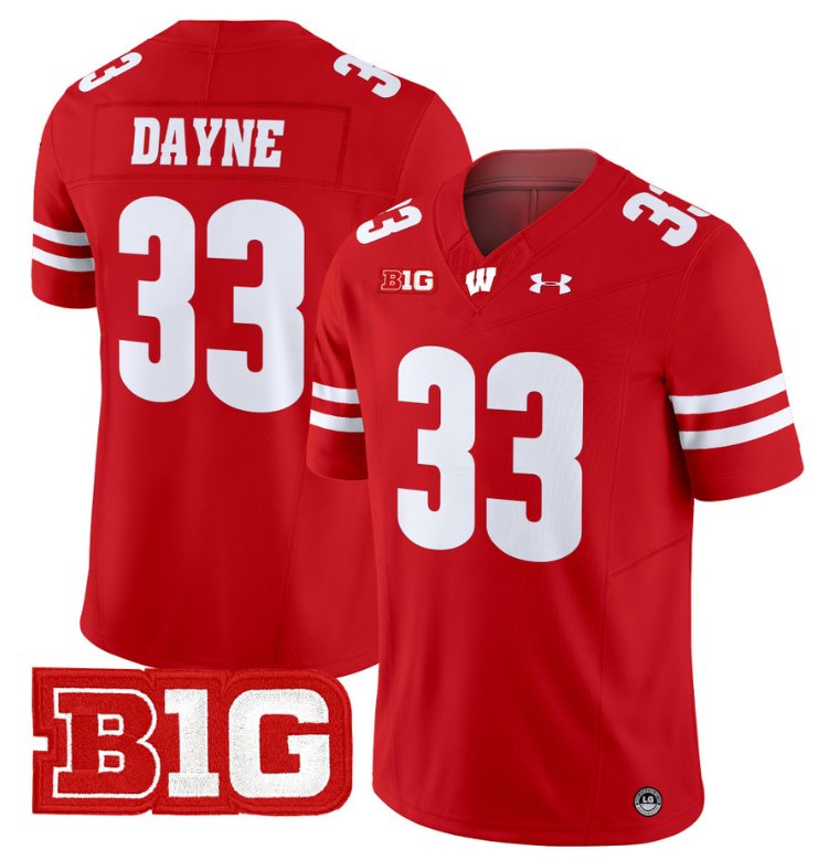 Men's Ron Dayne Jersey #33 Wisconsin Badgers Vapor Football Stitched Red