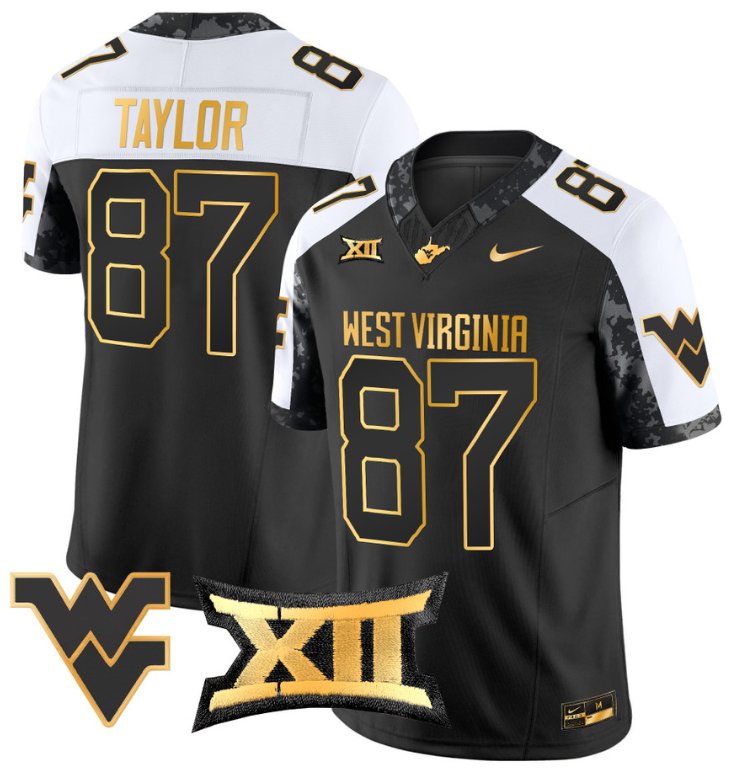 Men's Nike Kole Taylor Jersey #87 West Virginia Mountaineers Gold Vapor Football Alternate