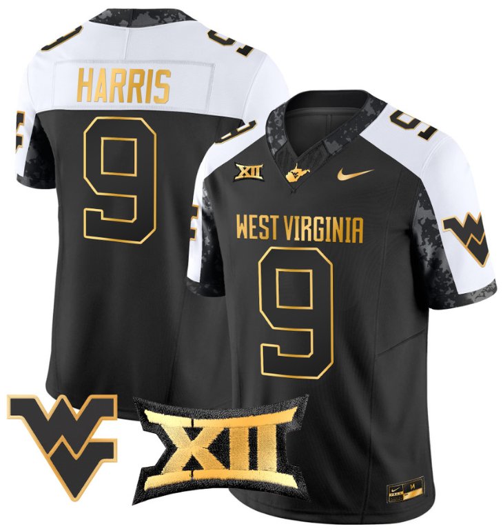 Men's Nike Major Harris Jersey #9 West Virginia Mountaineers Gold Vapor Football Alternate