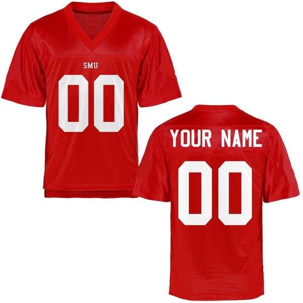 Men's Custom SMU Mustangs Jersey Name and Number NCAA College Football Red