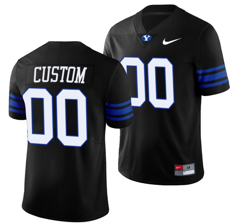 Men's Nike Custom BYU Cougars Jersey Name and Number NCAA College Football 2022 Shamrock Series Black