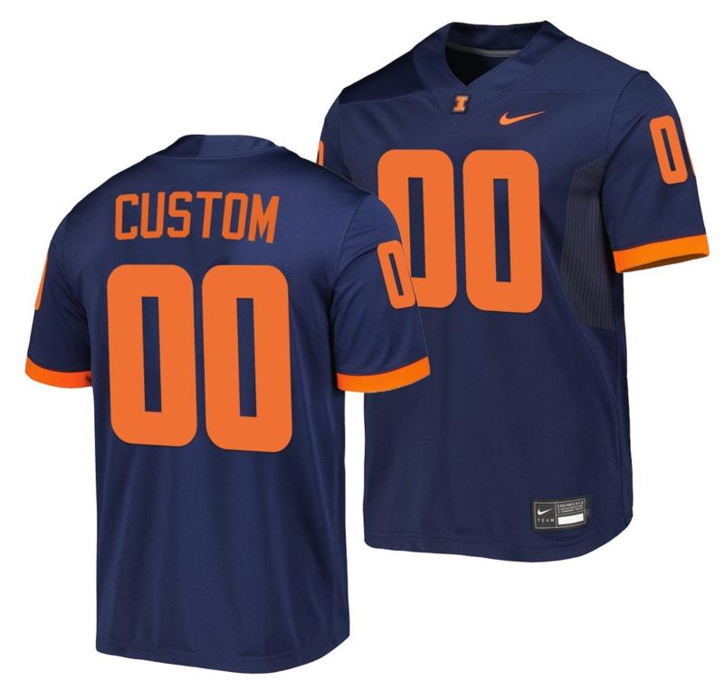 Men's Nike Custom Illinois Fighting Illini Jersey Name and Number NCAA College Football Untouchable Navy