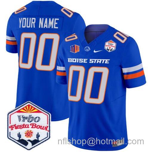 Men's Nike Custom Boise State Broncos Jersey 2025 Fiesta Bowl Patch Vapor Limited Royal