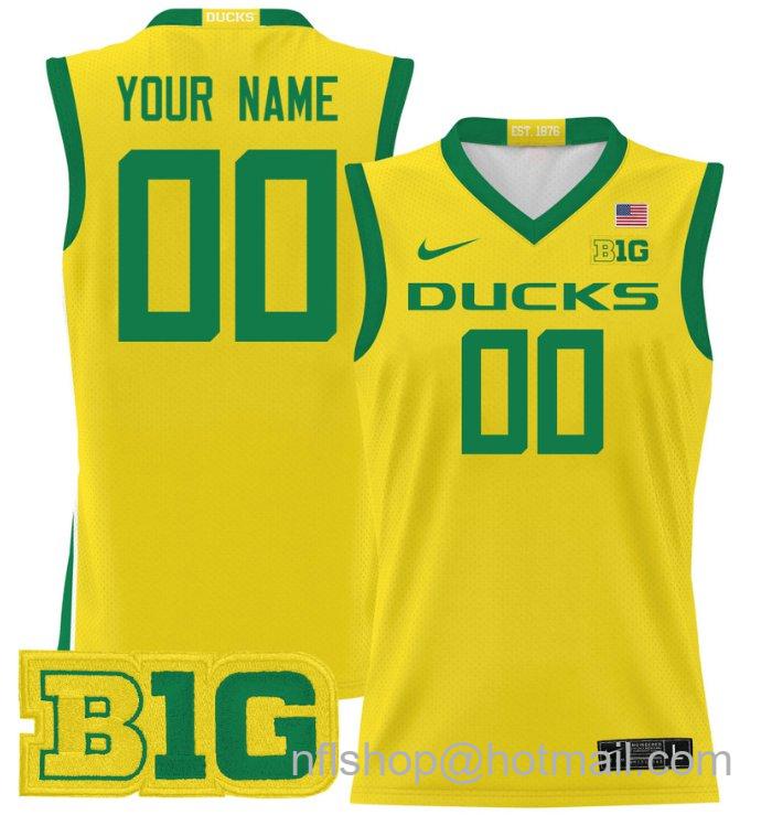 Men's Nike Custom Oregon Ducks Jersey 2024 Lightweight Basketball Yellow