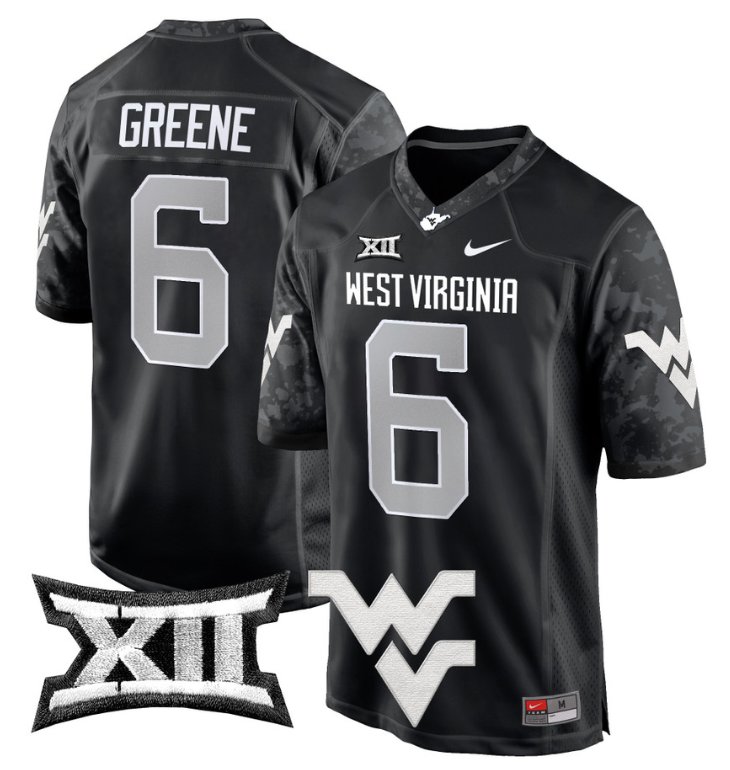 Men's Nike Garrett Greene Jersey #6 West Virginia Mountaineers Game Football Coal