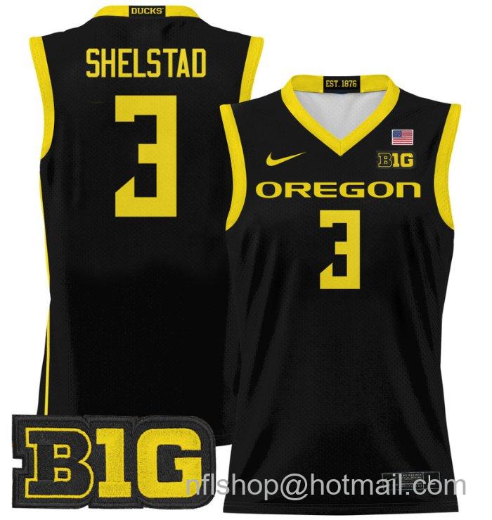 Jackson Shelstad Jersey #3 Oregon Ducks 2024 Lightweight Basketball Black