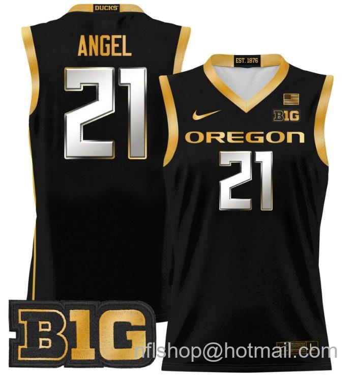 Brandon Angel Jersey #21 Oregon Ducks 2024 Lightweight Basketball Black Gold