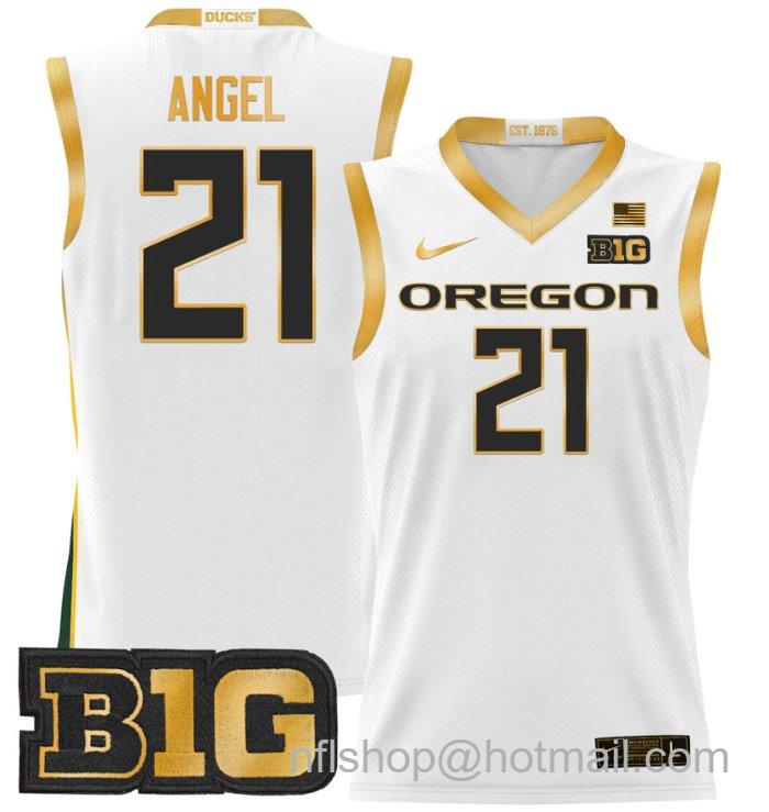 Brandon Angel Jersey #21 Oregon Ducks 2024 Lightweight Basketball White Gold