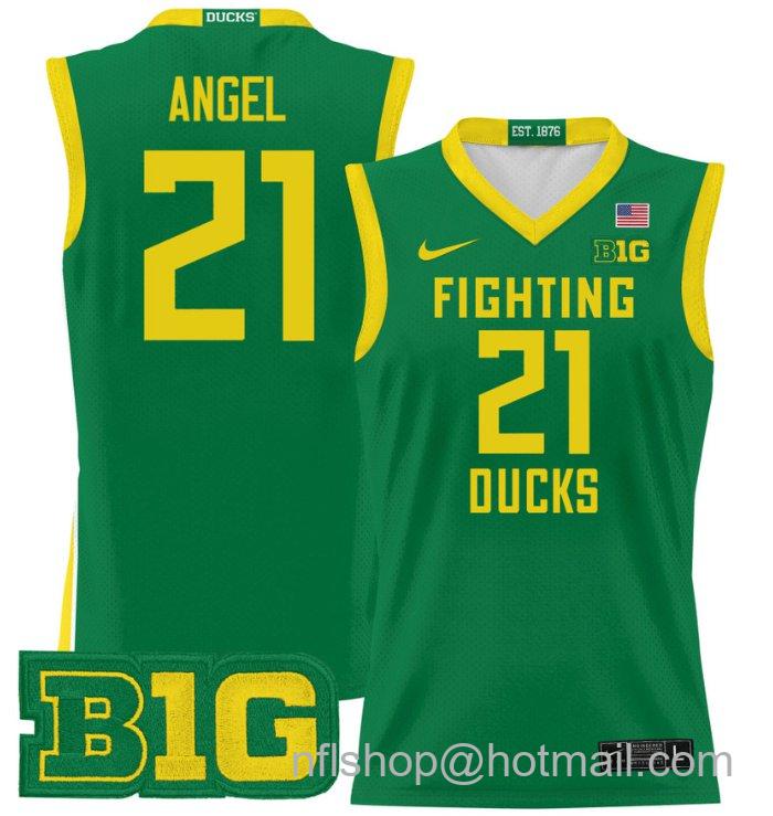 Brandon Angel Jersey #21 Oregon Ducks 2024 Lightweight Basketball Green