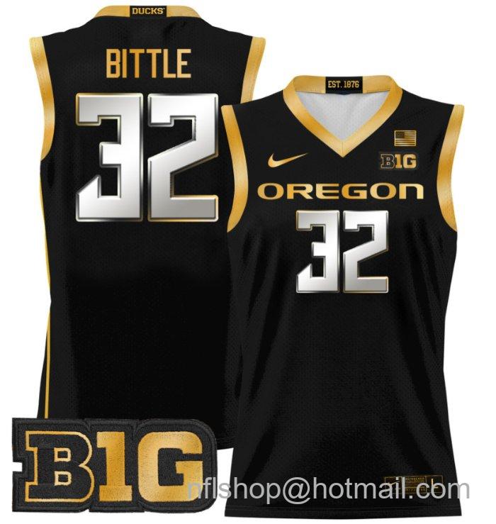 Nate Bittle Jersey #32 Oregon Ducks 2024 Lightweight Basketball Black Gold