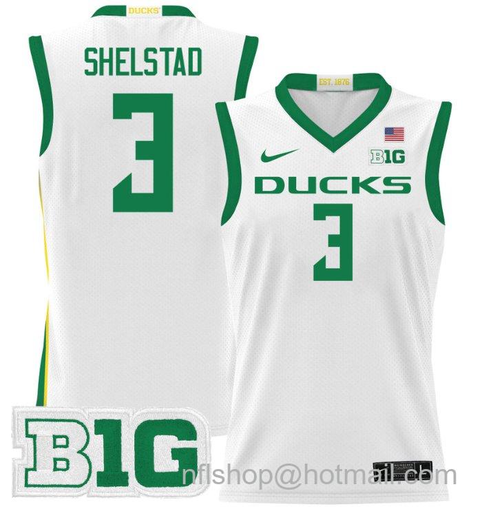 Jackson Shelstad Jersey #3 Oregon Ducks 2024 Lightweight Basketball White