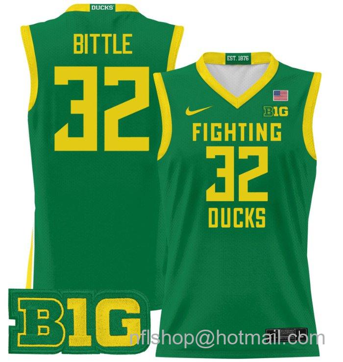 Nate Bittle Jersey #32 Oregon Ducks 2024 Lightweight Basketball Green