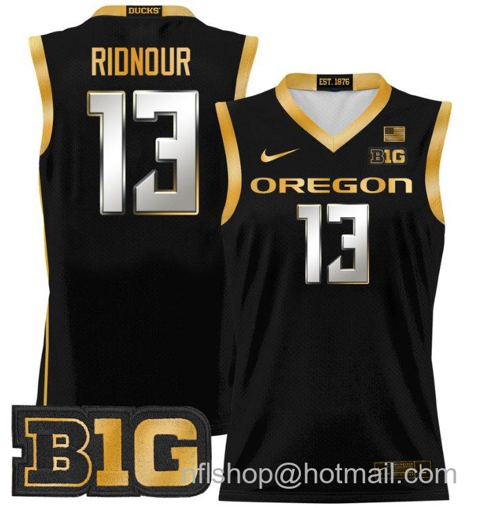 Luke Ridnour Jersey #13 Oregon Ducks 2024 Lightweight Basketball Black Gold