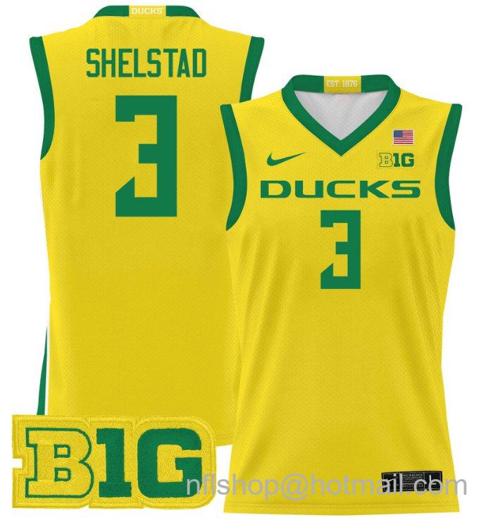 Jackson Shelstad Jersey #3 Oregon Ducks 2024 Lightweight Basketball Yellow