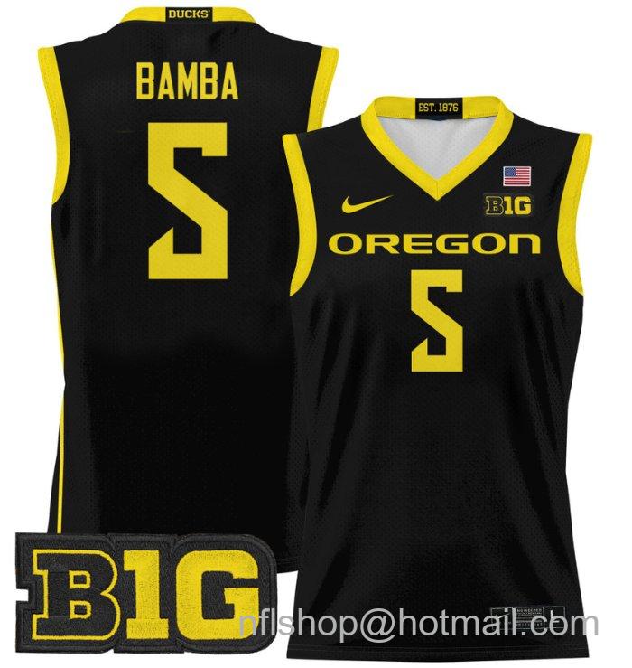 TJ Bamba Jersey #5 Oregon Ducks 2024 Lightweight Basketball Black