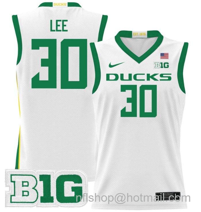 Ron Lee Jersey #30 Oregon Ducks 2024 Lightweight Basketball White