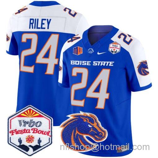 Men's Nike Dylan Riley Jersey #24 Boise State Broncos 2025 Fiesta Bowl Patch Vapor Royal