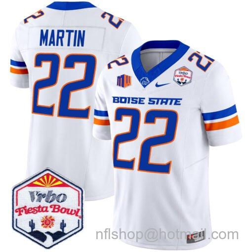 Men's Nike Doug Martin Jersey #22 Boise State Broncos 2025 Fiesta Bowl Patch Vapor White