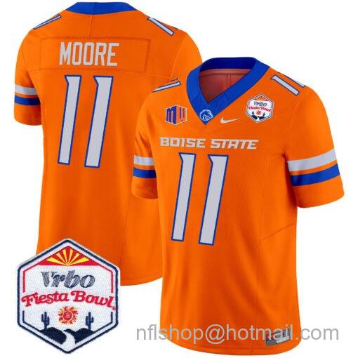 Men's Nike Kellen Moore Jersey #11 Boise State Broncos 2025 Fiesta Bowl Patch Vapor Orange Alternate