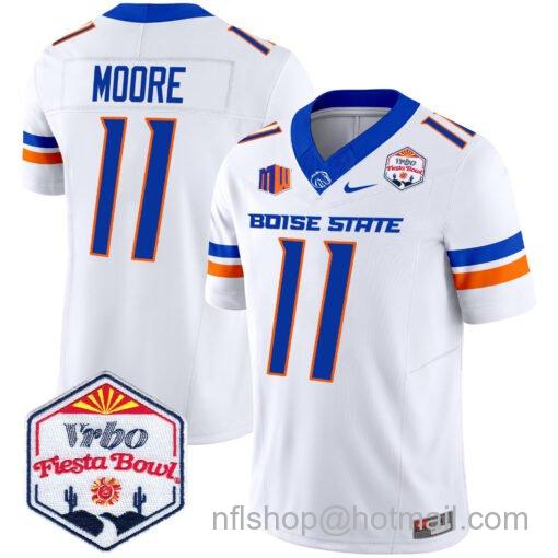 Men's Nike Kellen Moore Jersey #11 Boise State Broncos 2025 Fiesta Bowl Patch Vapor White