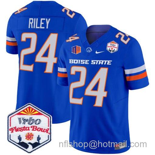 Men's Nike Dylan Riley Jersey #24 Boise State Broncos 2025 Fiesta Bowl Patch Vapor Royal Alternate