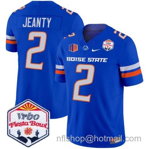 Men's Nike Ashton Jeanty Jersey #2 Boise State Broncos 2025 Fiesta Bowl Patch Vapor Royal Alternate