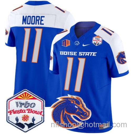 Men's Nike Kellen Moore Jersey #11 Boise State Broncos 2025 Fiesta Bowl Patch Vapor Royal