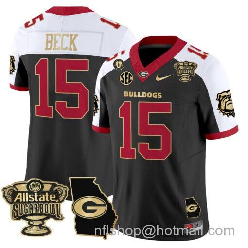 Men's Nike Carson Beck Jersey #15 Georgia Bulldogs 2025 Sugar Bowl Patch Vapor Alternate