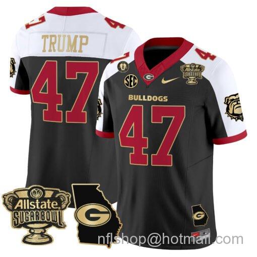 Men's Nike Donald Trump Jersey #47 Georgia Bulldogs 2025 Sugar Bowl Patch Vapor Alternate