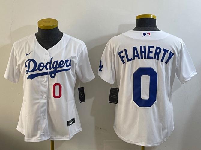 Youth Los Angeles Dodgers #0 Jack Flaherty White Cool Base Stitched Baseball Jerseys