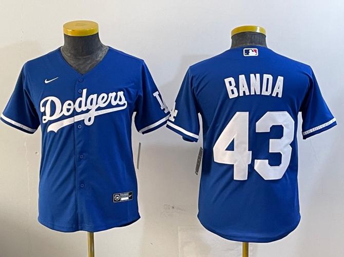 Youth Los Angeles Dodgers #43 Anthony Banda Royal Cool Base Stitched Baseball Jersey