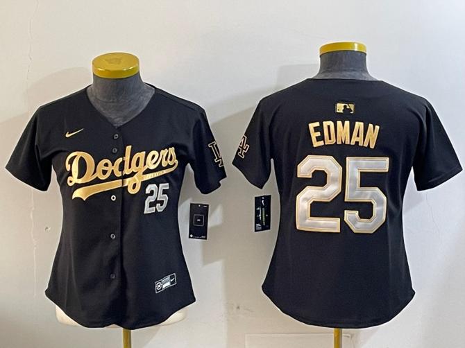 Youth Los Angeles Dodgers #25 Tommy Edman Black Gold Limited Stitched Baseball Jersey