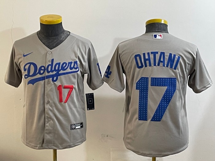 Youth Los Angeles Dodgers #17 Shohei Ohtani Gray Road Fashion Limited Stitched Baseball Jerseys