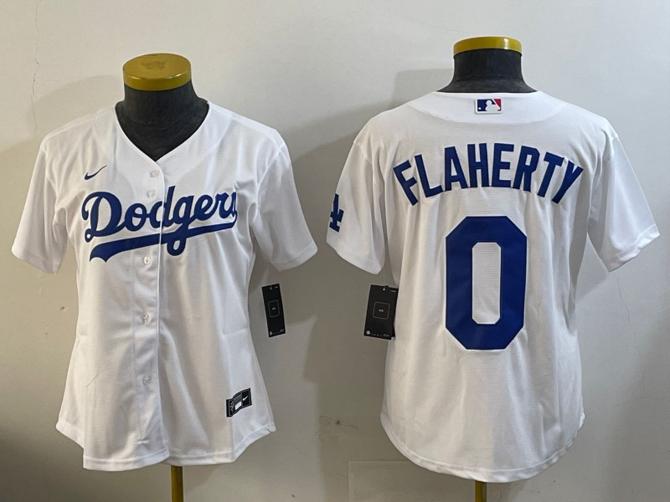 Women's Los Angeles Dodgers #0 Jack Flaherty White Cool Base Stitched Baseball Jersey