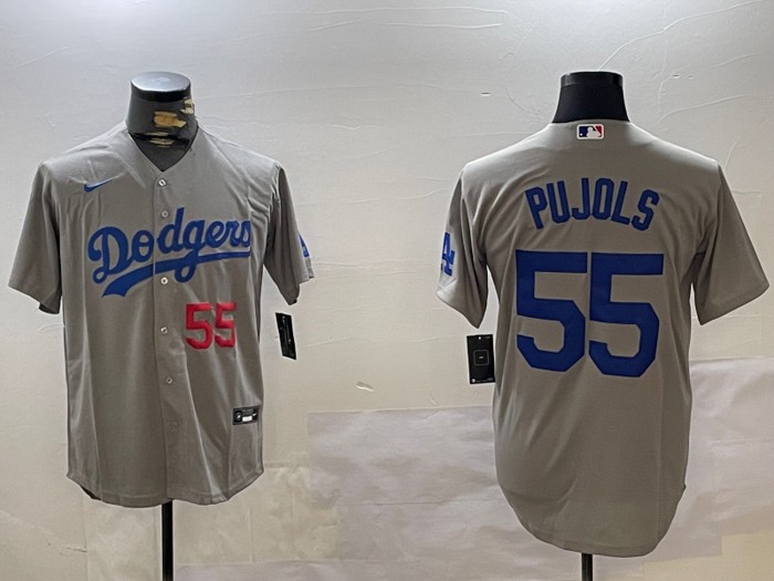 Men's Los Angeles Dodgers #55 Albert Pujols Gray Road Nike Limited Stitched MLB Jersey