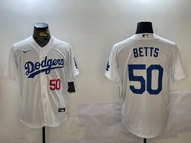 Men's Los Angeles Dodgers #50 Mookie Betts White Nike Limited Stitched Baseball Jersey