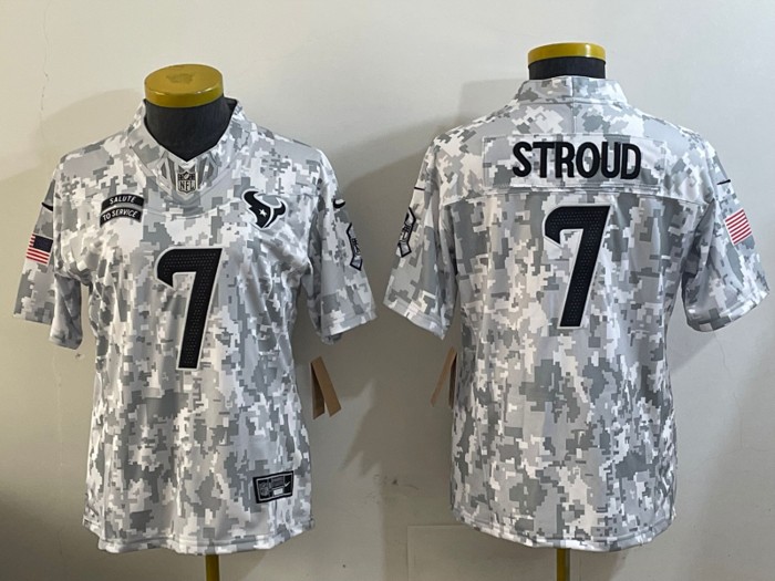 Youth Houston Texans #7 C.J. Stroud 2024 F.U.S.E Arctic Camo Salute to Service Limited Stitched Football Jersey