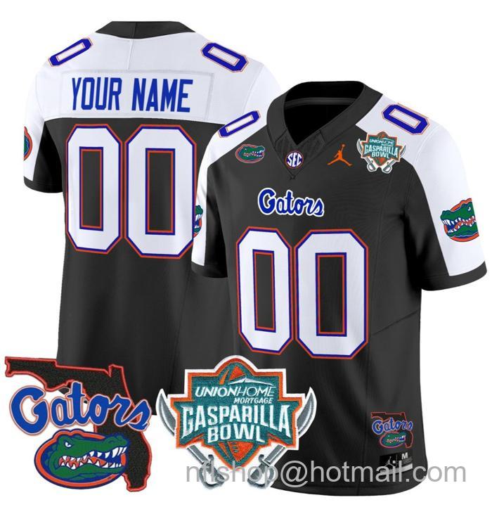 Men's Jordan Brand Custom Florida Gators Jersey 2025 Gasparilla Bowl Patch Football Black Alternate