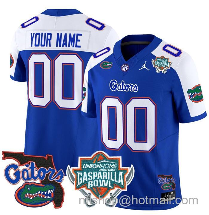 Men's Jordan Brand Custom Florida Gators Jersey 2025 Gasparilla Bowl Patch Football Royal Alternate