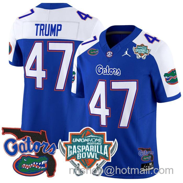 Men's Jordan Brand Donald Trump Jersey #47 Florida Gators 2025 Gasparilla Bowl Patch Royal Alternate