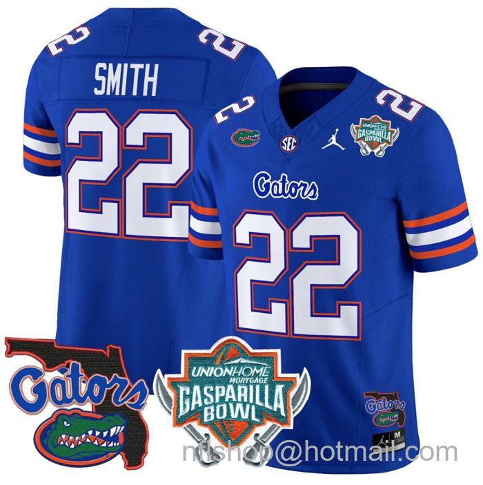 Men's Jordan Brand Emmitt Smith Jersey #22 Florida Gators 2025 Gasparilla Bowl Patch Royal