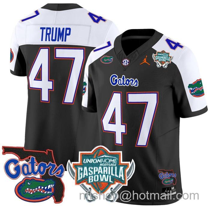 Men's Jordan Brand Donald Trump Jersey #47 Florida Gators 2025 Gasparilla Bowl Patch Black Alternate