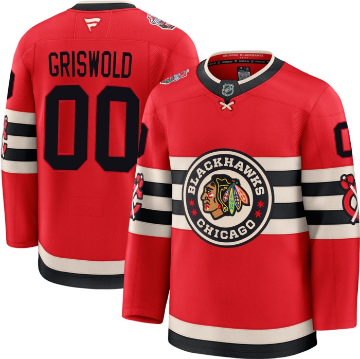 Adult (Unisex) Fanatics Chicago Blackhawks #00 Clark Griswold 2025 NHL Winter Classic Premium Hockey Jerseys Red-Cream-Black