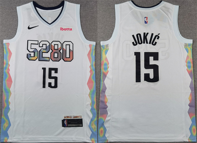 Men's Denver Nuggets #15 Nikola Jokić White 2024-25 City Edition Stitched Basketball Jersey