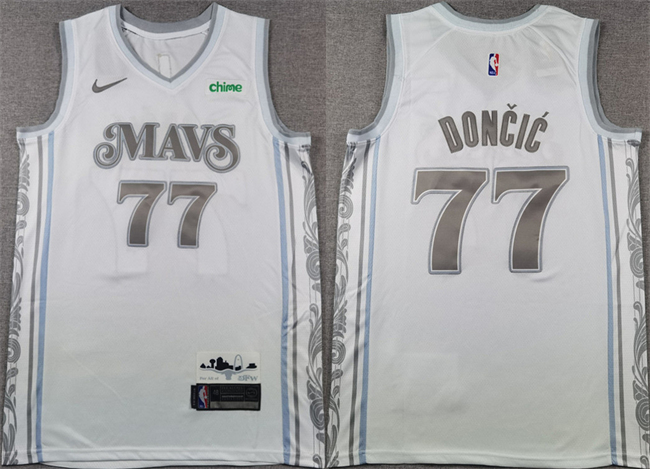 Men's Dallas Mavericks #77 Luka Don?i? White 2024-25 City Edition Stitched Basketball Jersey