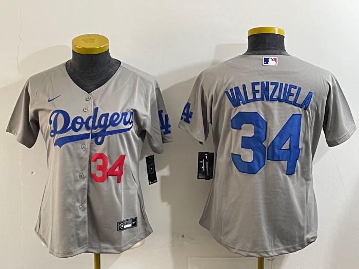 Women's Los Angeles Dodgers #34 Toro Valenzuela Gray Limited Stitched Baseball Jersey