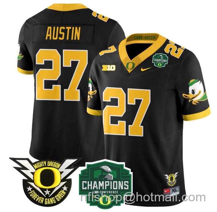 Men's Nike Daylen Austin Jersey #27 Oregon Ducks 2024 Big Ten Champions Football Black