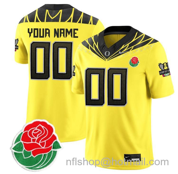 Men's Nike Custom Oregon Ducks Jersey Rose Bowl Patch Vapor Football Stitched Yellow