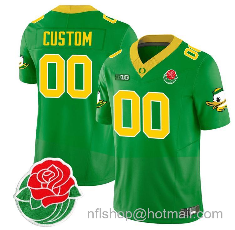 Men's Nike Custom Oregon Ducks Jersey Rose Bowl Patch Vapor Football Stitched Green